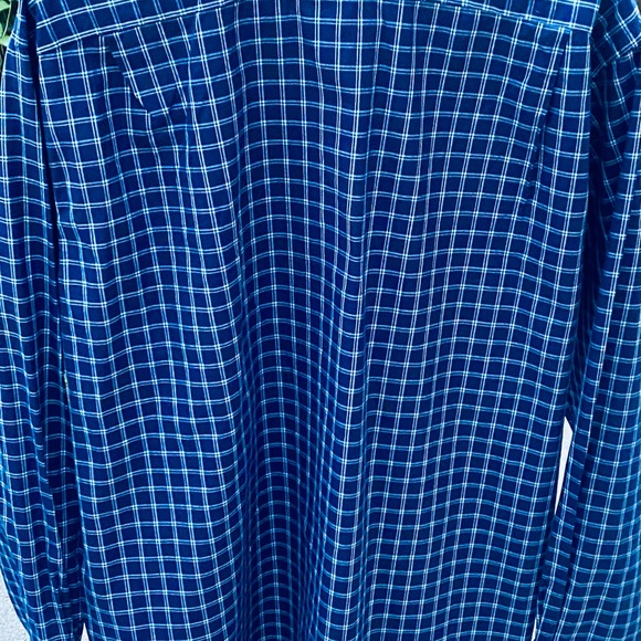 LACOSTE MENS LONG SLEEVE BUTTON DOWN SHIRT SZ45/XXL NAVY BLUE/WHITE SMALL CHECKS - Picture 7 of 10